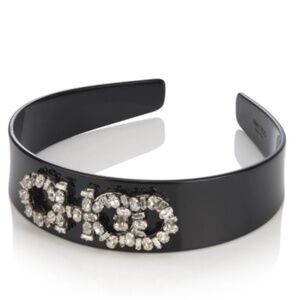 Jimmy Choo NEW im box black acrylic headband with white rhinestones